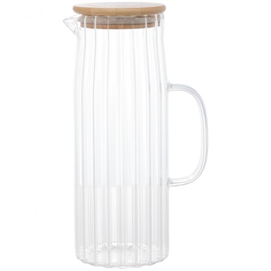 Jarra 1,1l De Vidro Com Tampa Em Bambu